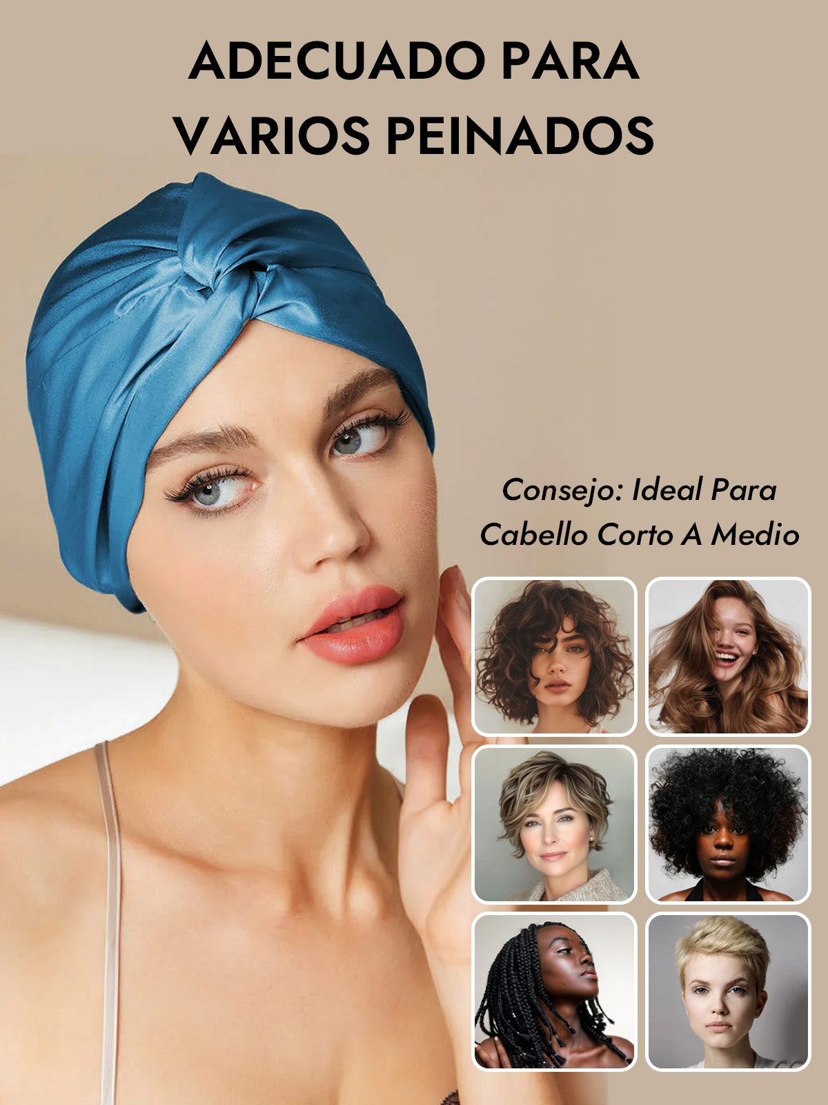 Gorro De Pura Seda Con Nudo Frontal