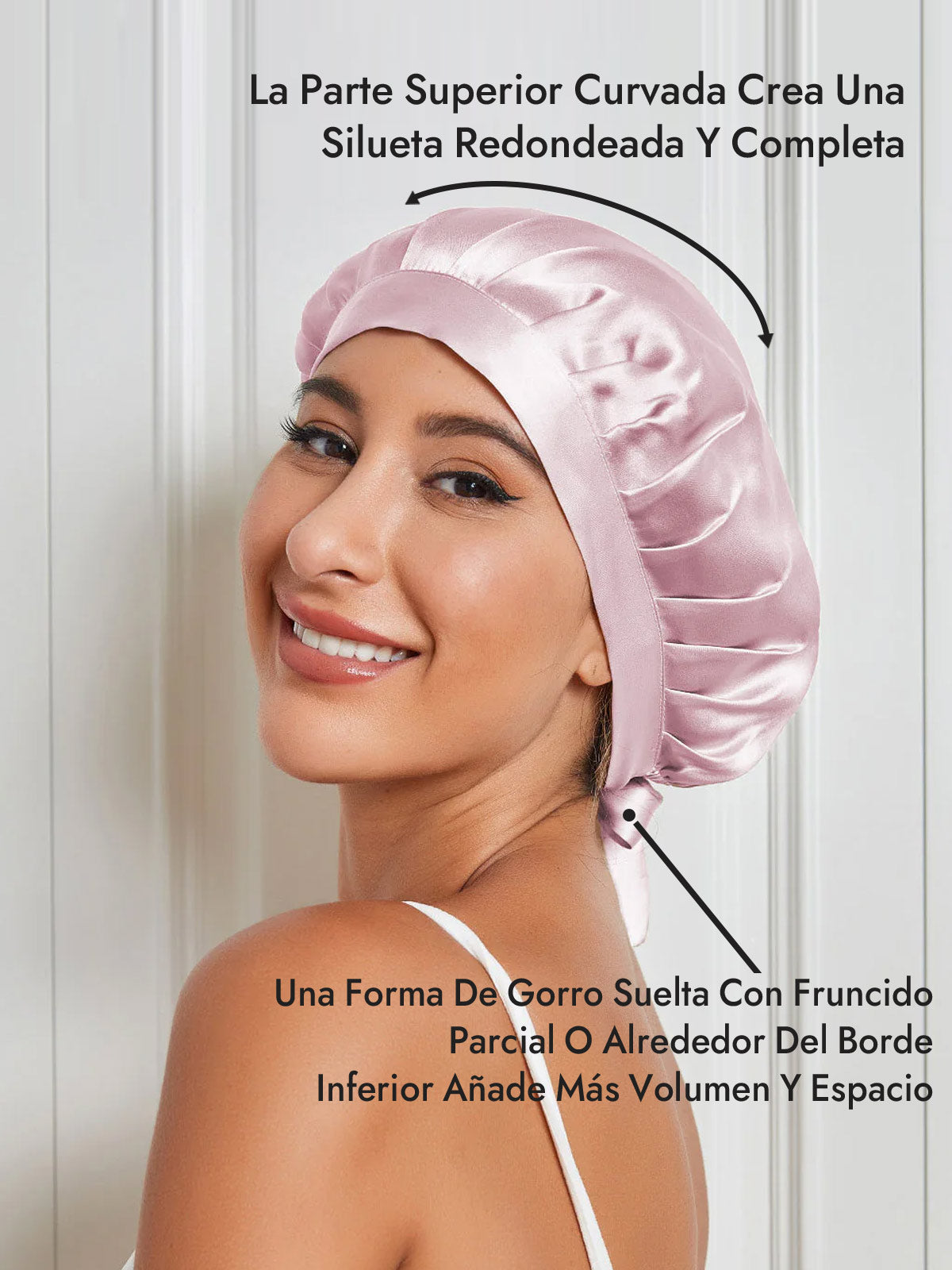 Gorro de Dormir de 100% Seda de Morera con Cintas