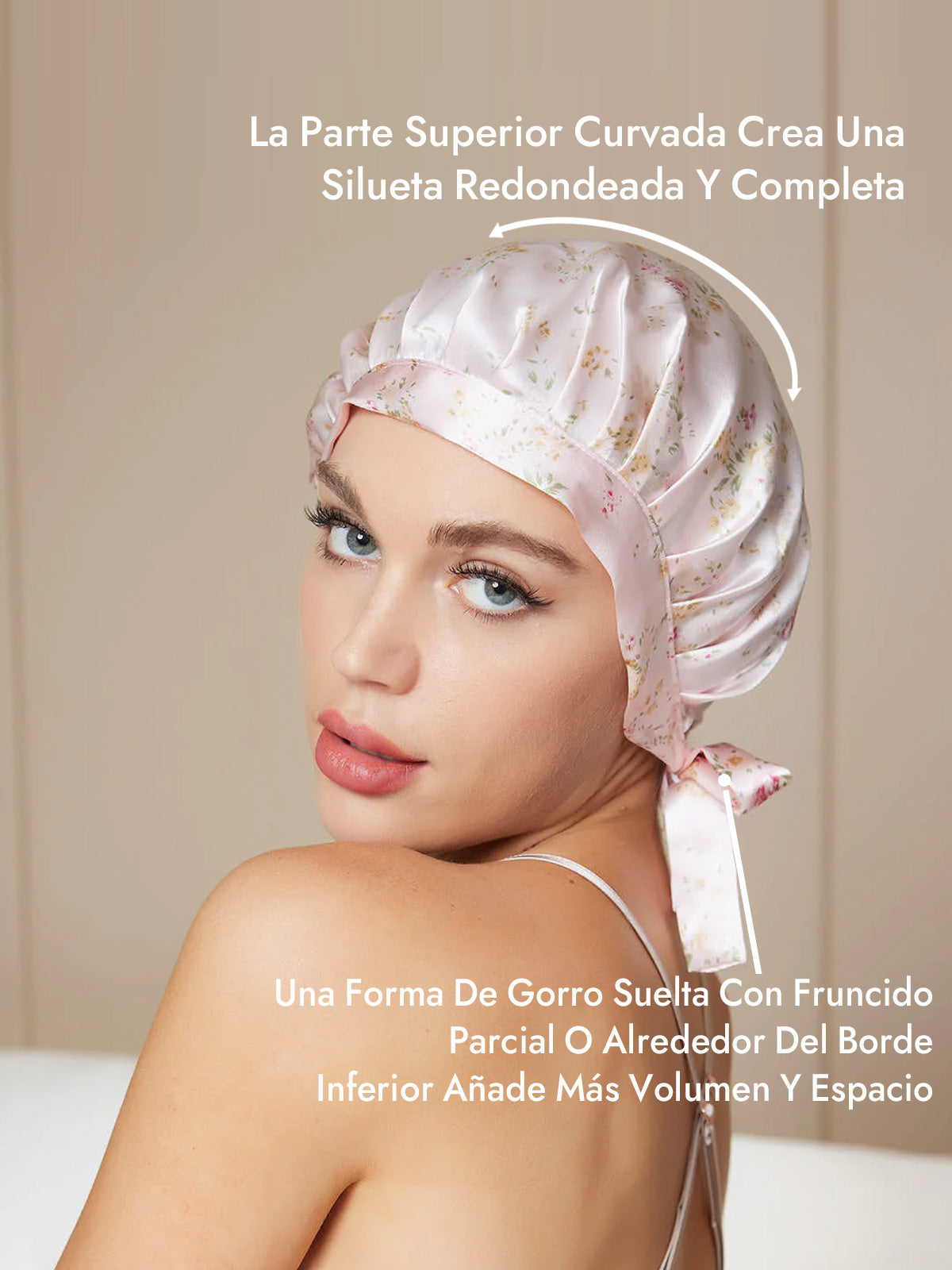 Gorro de Dormir de 100% Seda de Morera con Cintas