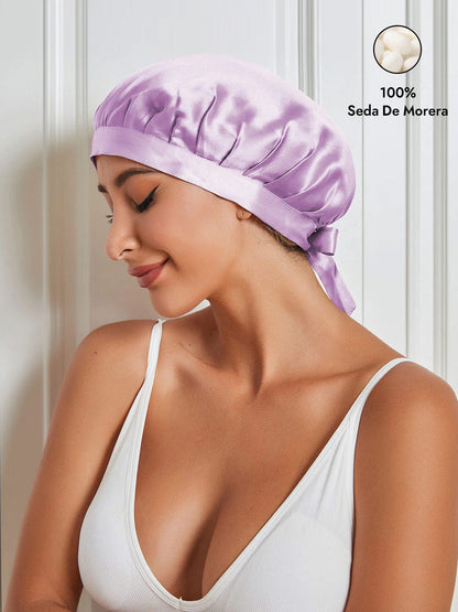 Gorro de Dormir de 100% Seda de Morera con Cintas