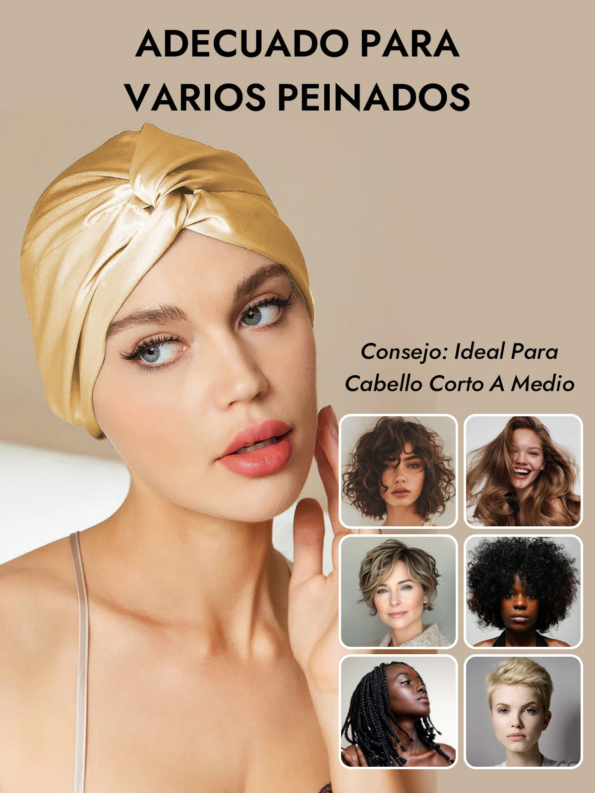 Gorro De Pura Seda Con Nudo Frontal