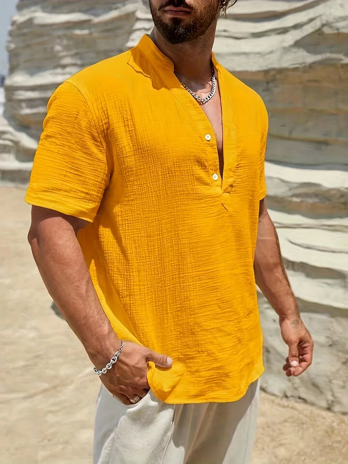 Natoli | Chemise d'été élégante à col montant