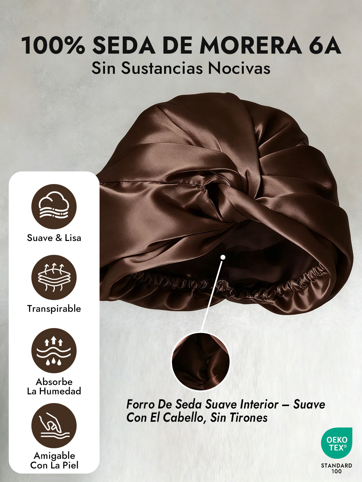 Gorro De Pura Seda Con Nudo Frontal