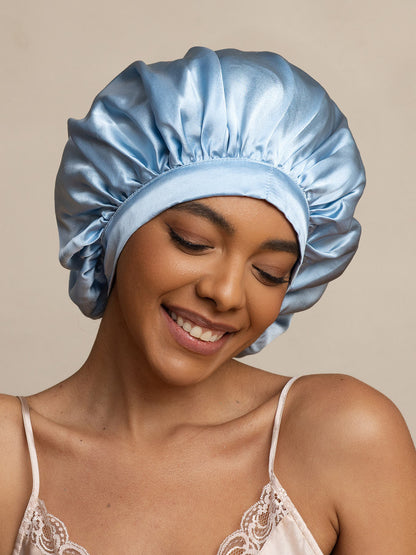 Gorro de Dormir para Mujer de 100% Seda de Mora con Cintas Largas