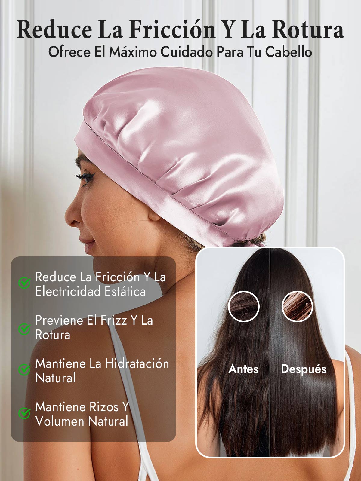 Gorro de Dormir de 100% Seda de Morera con Cintas
