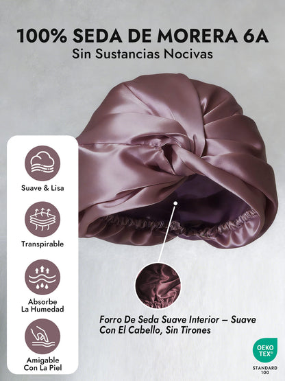 Gorro De Pura Seda Con Nudo Frontal