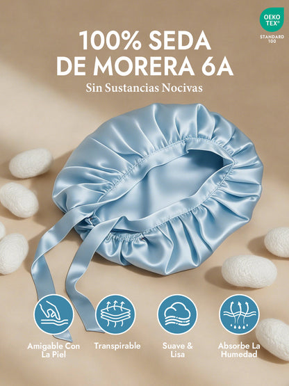 Gorro de Dormir de 100% Seda de Morera con Cintas