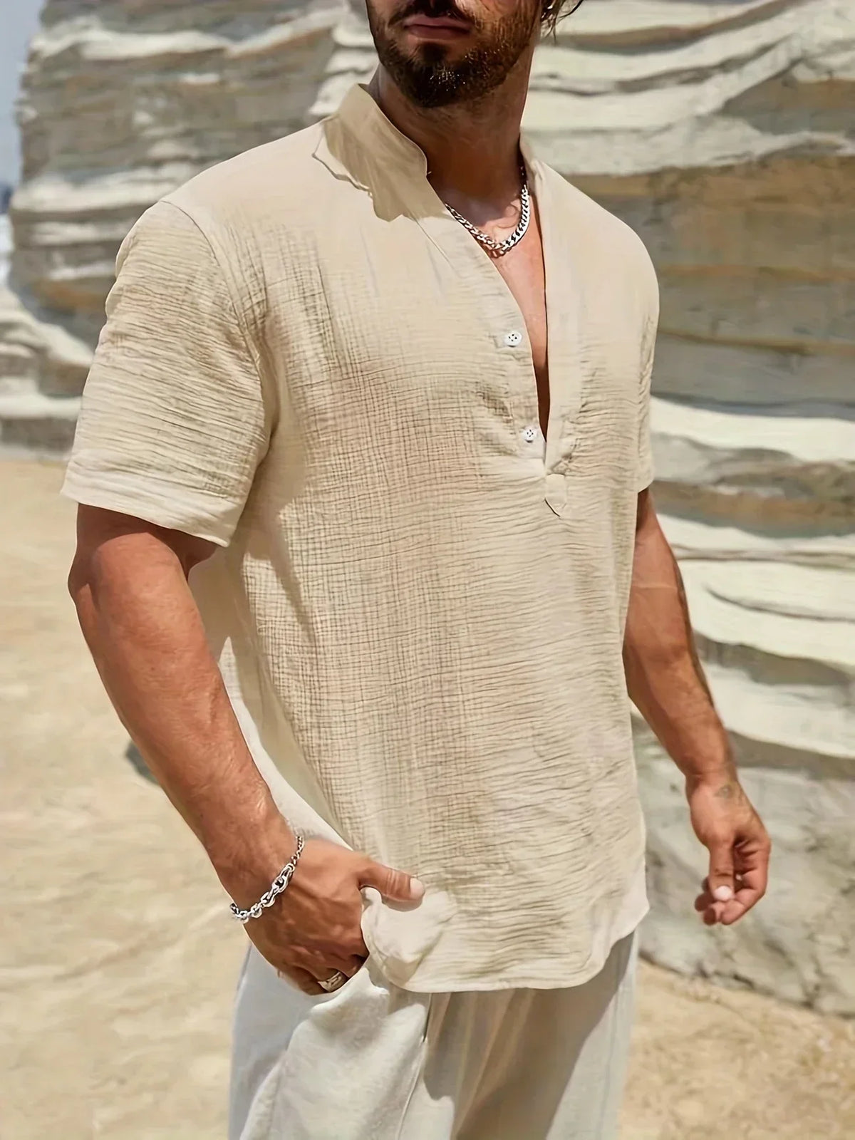 Natoli | Chemise d'été élégante à col montant