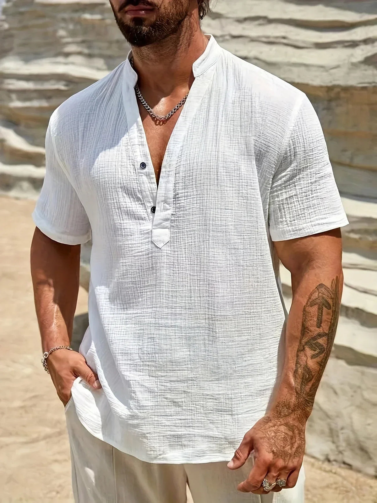 Natoli | Chemise d'été élégante à col montant