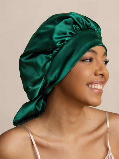 Gorro de noche casual de seda pura con cintas largas (Bicolor y reversible)