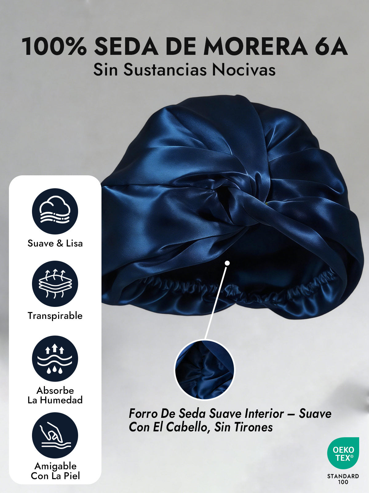 Gorro De Pura Seda Con Nudo Frontal