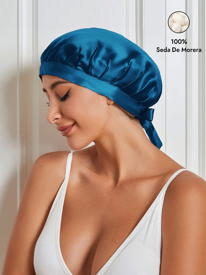 Gorro de Dormir de 100% Seda de Morera con Cintas