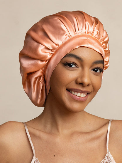 Gorro de dormir elegante de seda pura con cintas largas