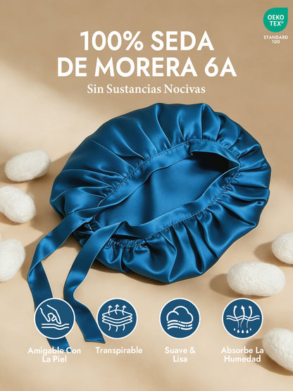 Gorro de Dormir de 100% Seda de Morera con Cintas