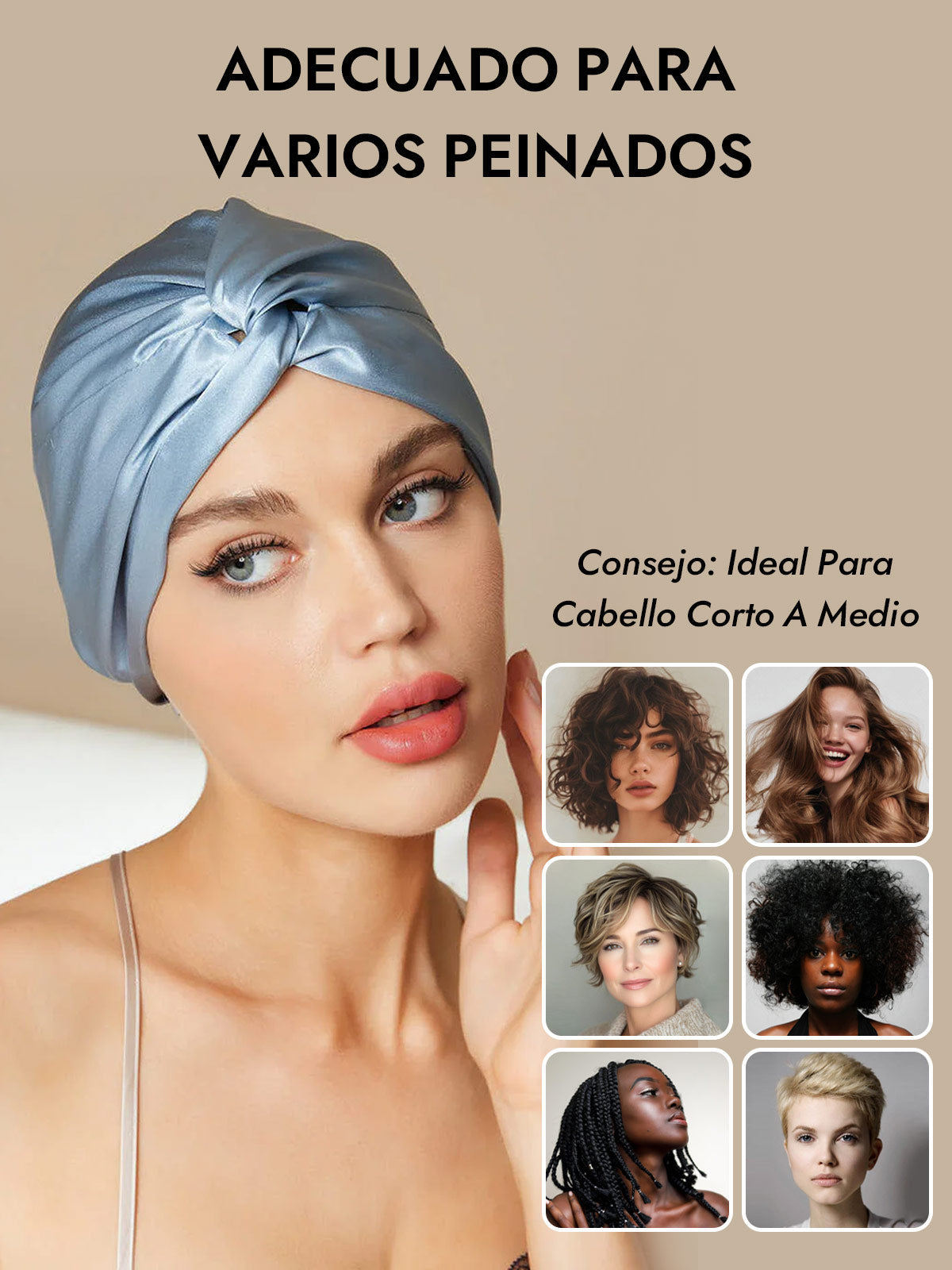 Gorro De Pura Seda Con Nudo Frontal