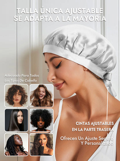 Gorro de Dormir de 100% Seda de Morera con Cintas