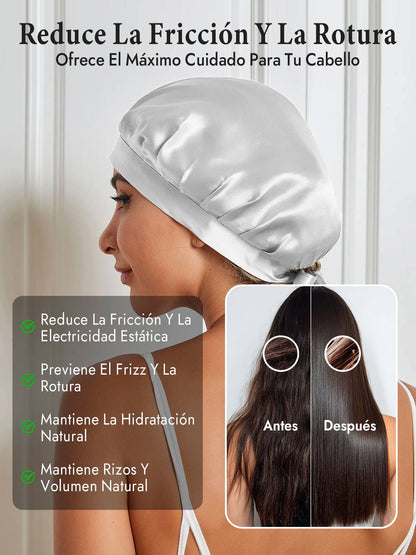 Gorro de Dormir de 100% Seda de Morera con Cintas