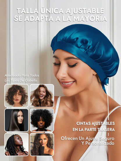 Gorro de Dormir de 100% Seda de Morera con Cintas