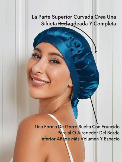 Gorro de Dormir de 100% Seda de Morera con Cintas