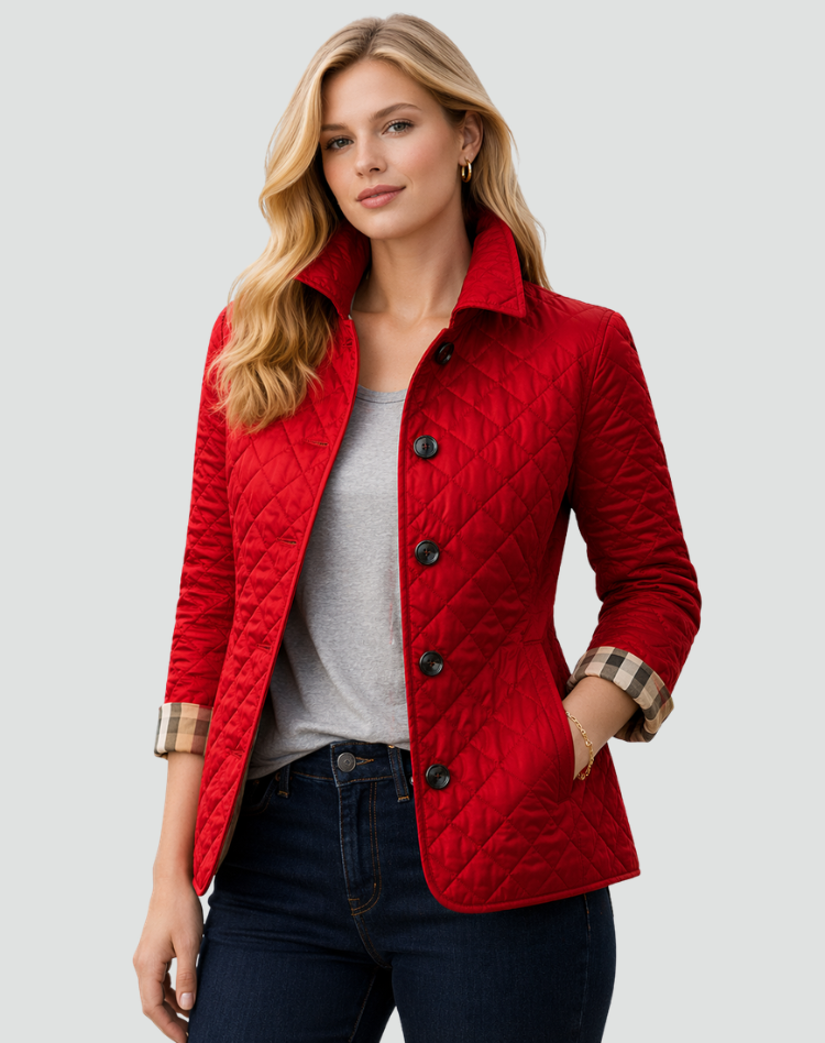 Chaqueta Acolchada de Entretiempo con Cuello y Botones