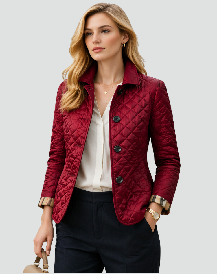 Chaqueta Acolchada de Entretiempo con Cuello y Botones