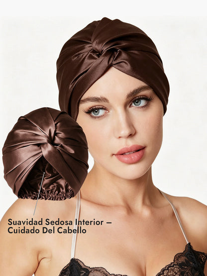 Gorro De Pura Seda Con Nudo Frontal