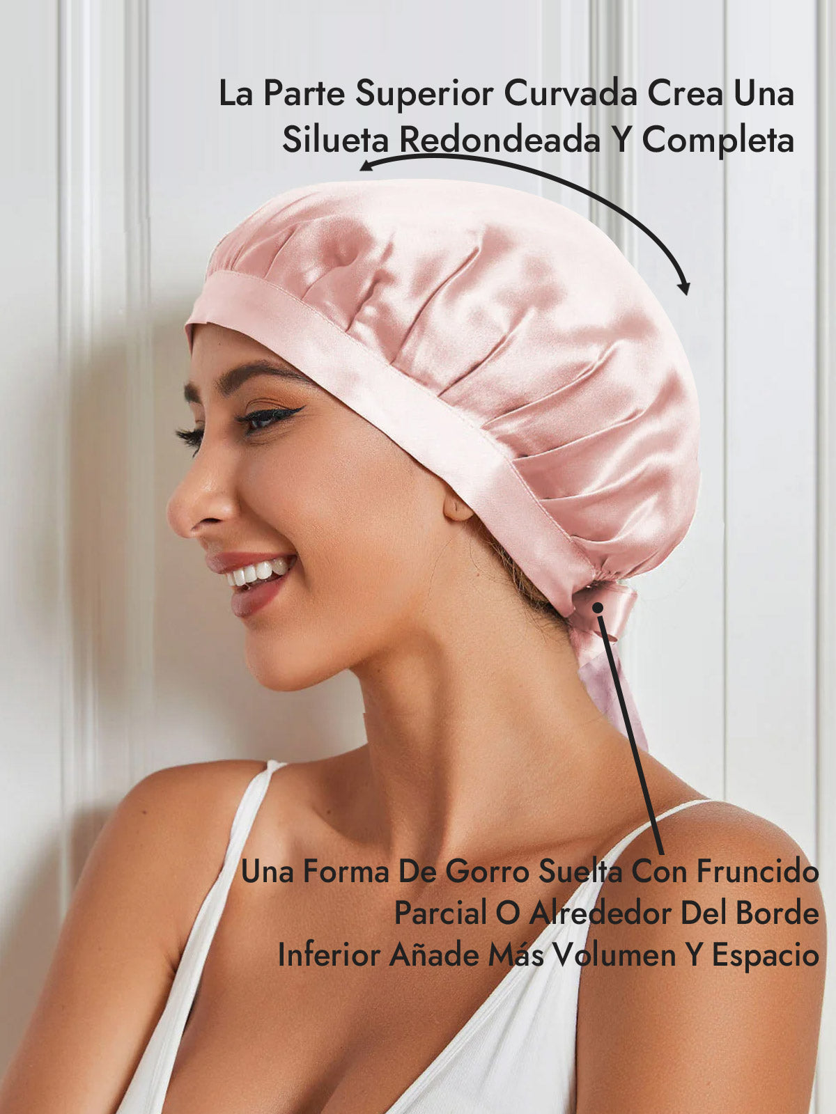 Gorro de Dormir de 100% Seda de Morera con Cintas