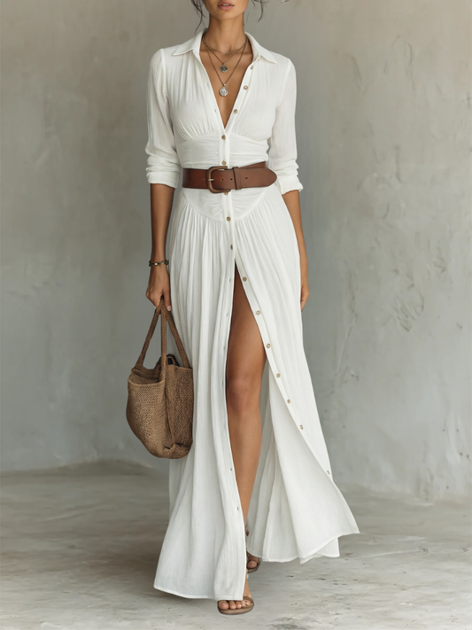 Capucine | Vestido largo con cuello festoneado