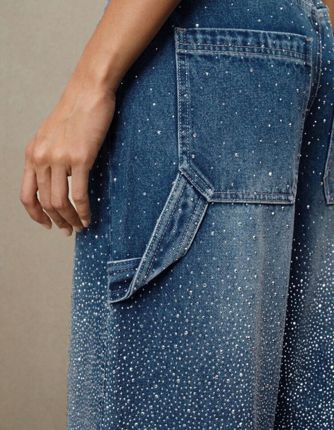 TIRZA | Vaqueros de pierna ancha con detalles de strass