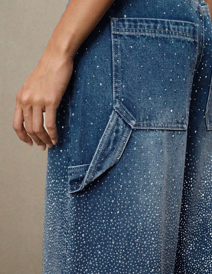 TIRZA | Vaqueros de pierna ancha con detalles de strass