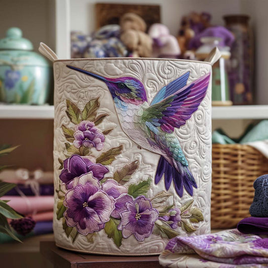 Colibrí y Flores | Cesto para la Ropa Hecho a Mano