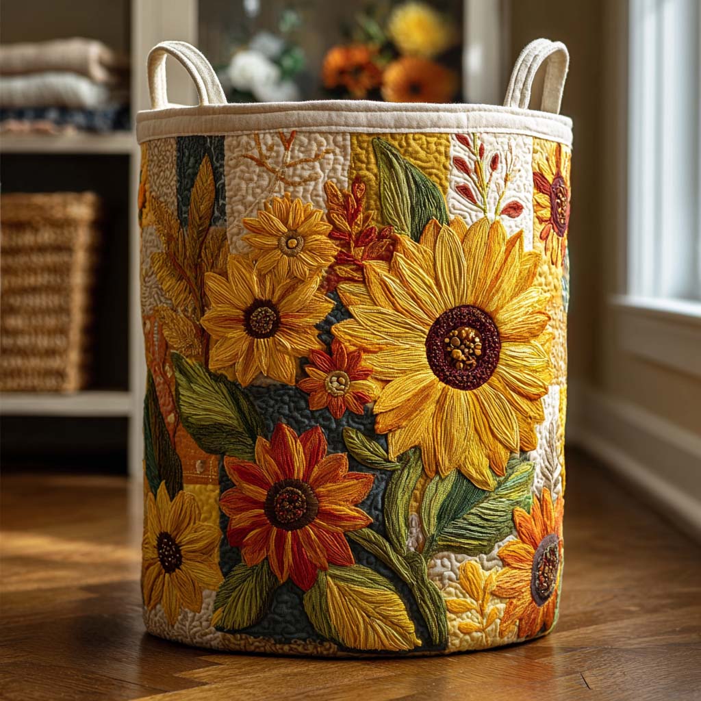 Sueño de Girasoles | Cesto para la Ropa Hecho a Mano