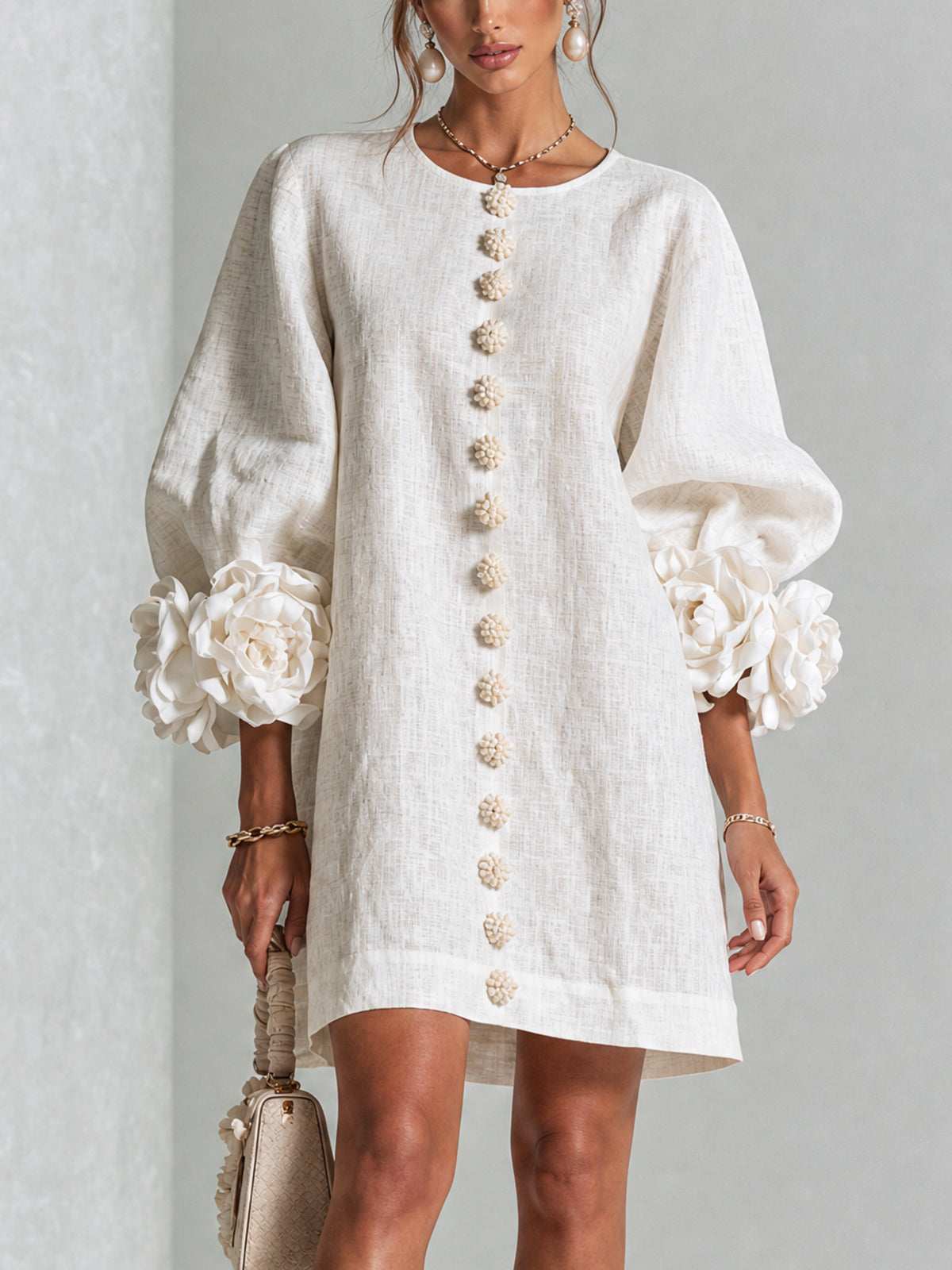Belén | Vestido con mangas estampadas de flores