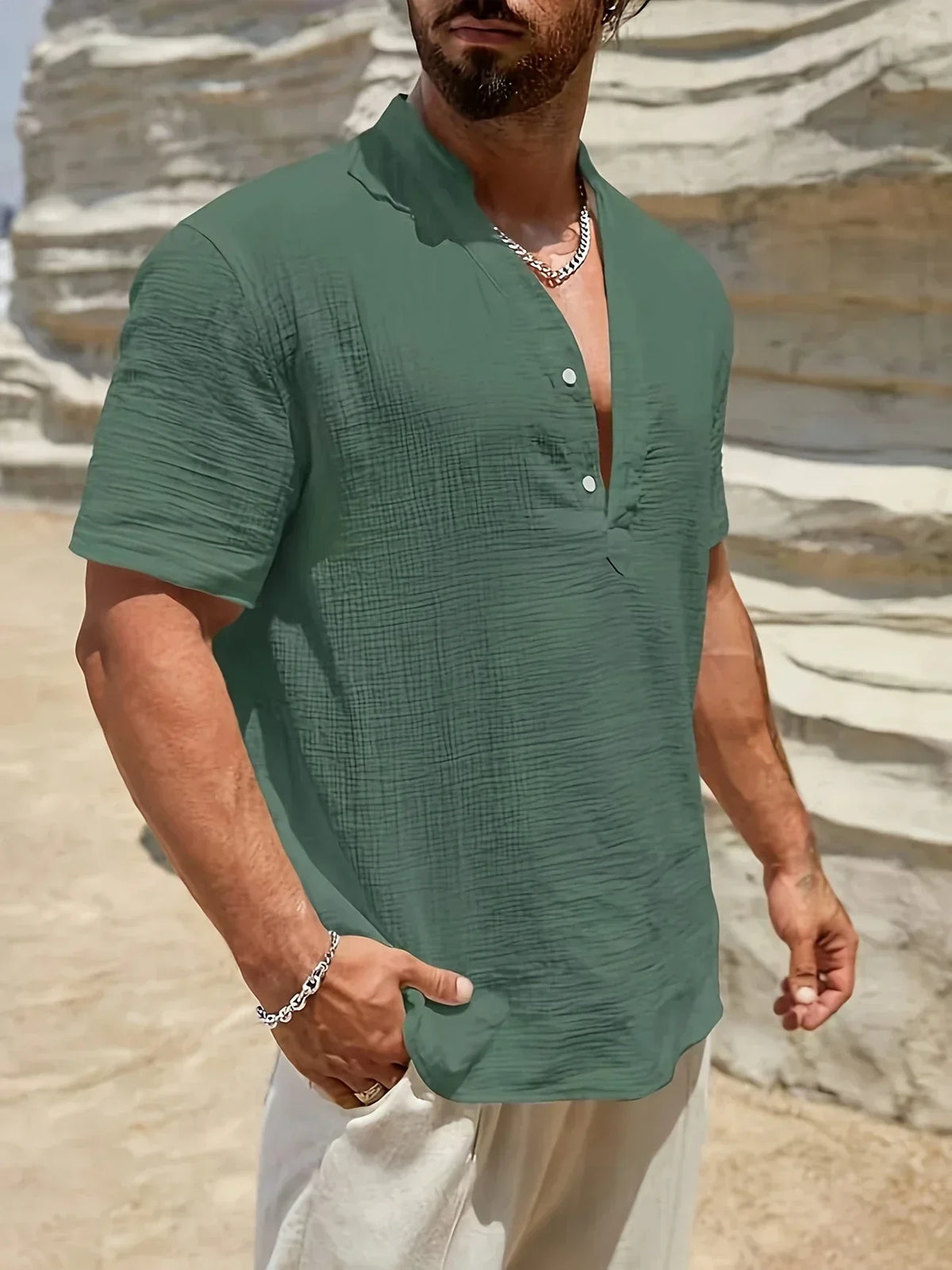 Natoli | Chemise d'été élégante à col montant