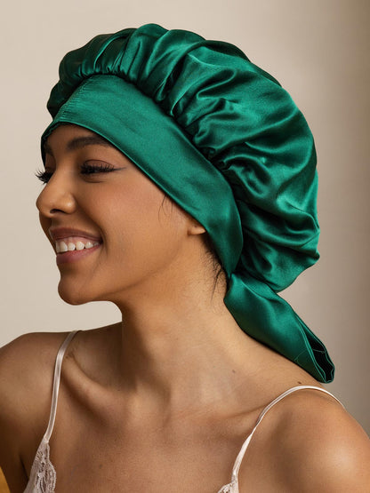 Gorro de noche casual de seda pura con cintas largas (Bicolor y reversible)