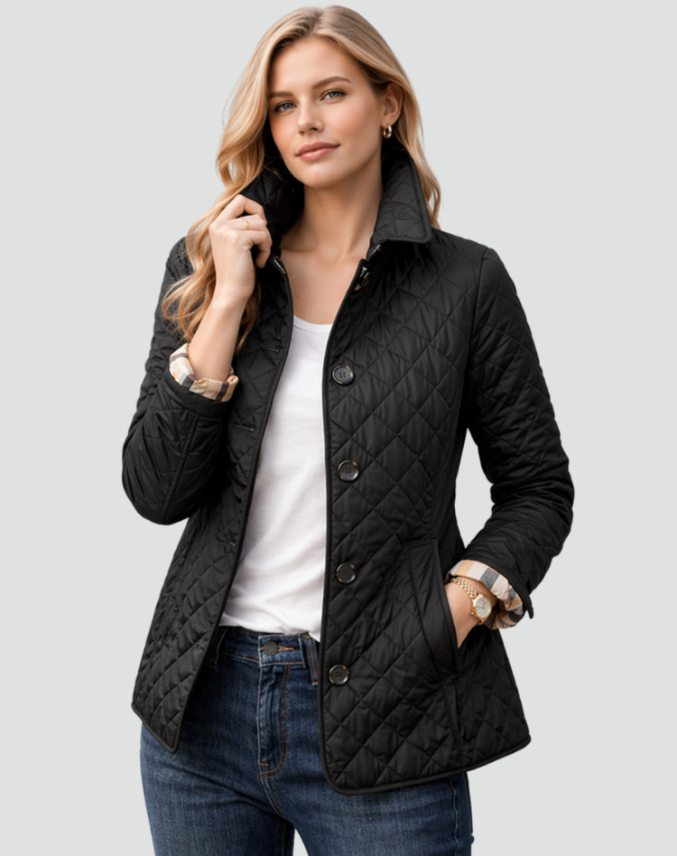 Chaqueta Acolchada de Entretiempo con Cuello y Botones