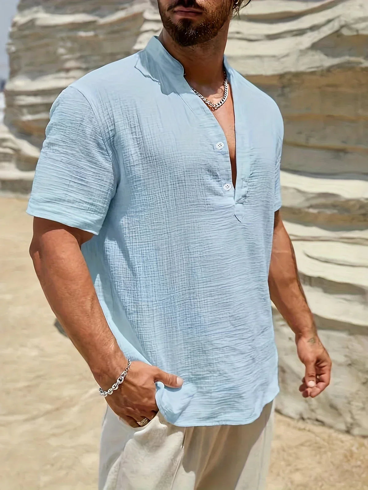 Natoli | Chemise d'été élégante à col montant