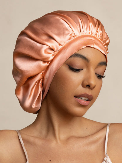 Gorro de dormir elegante de seda pura con cintas largas