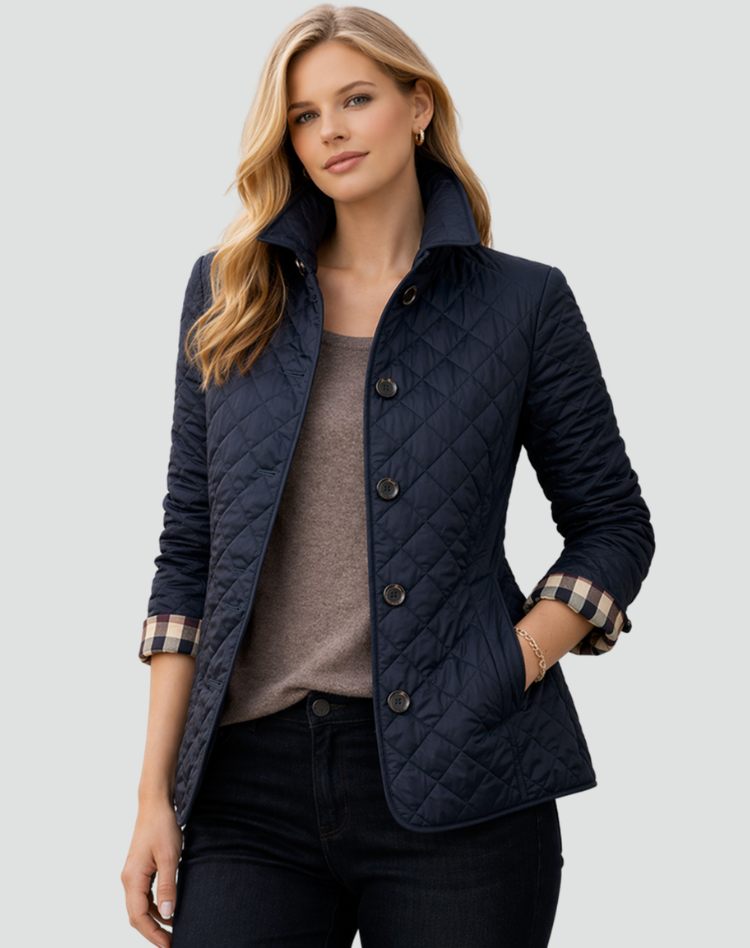 Chaqueta Acolchada de Entretiempo con Cuello y Botones