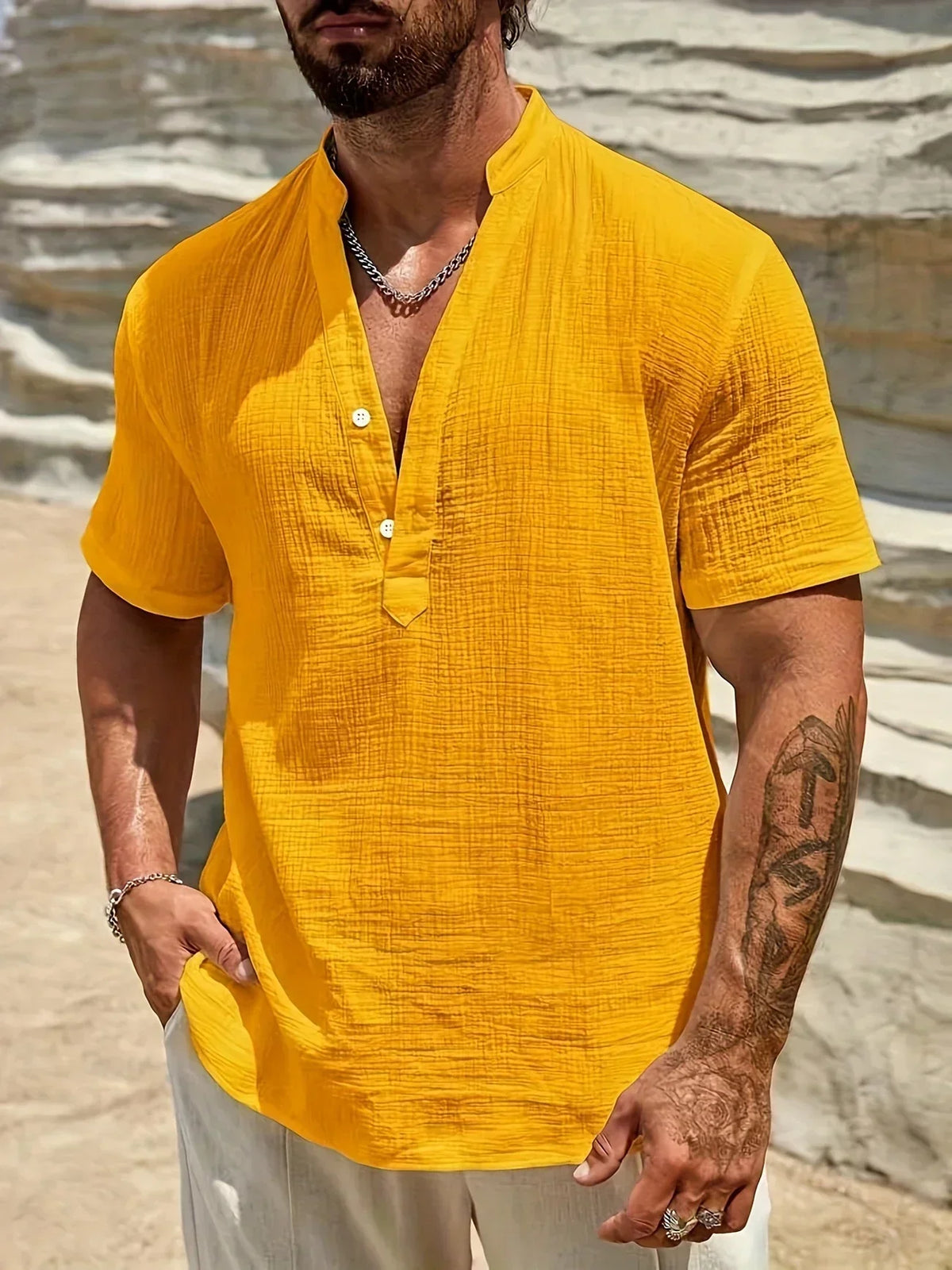 Natoli | Chemise d'été élégante à col montant