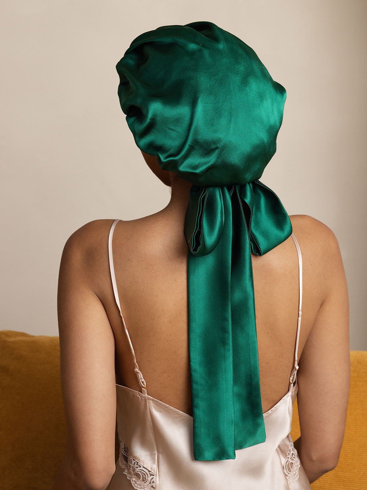 Gorro de noche casual de seda pura con cintas largas (Bicolor y reversible)