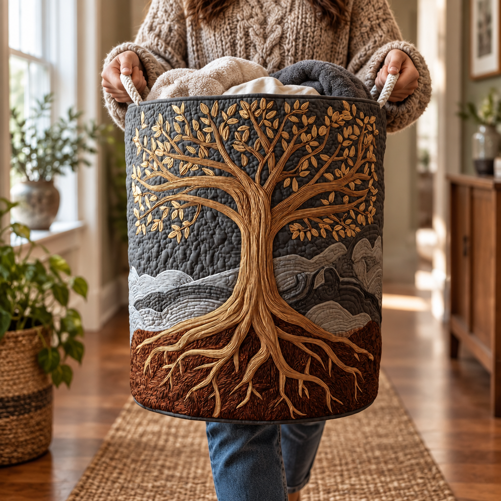 Árbol Eterno - cesto lleno de ropa en uso