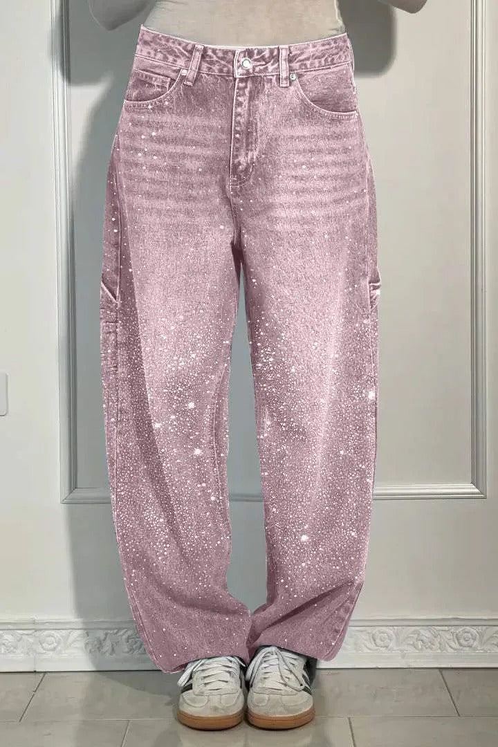 TIRZA | Vaqueros de pierna ancha con detalles de strass