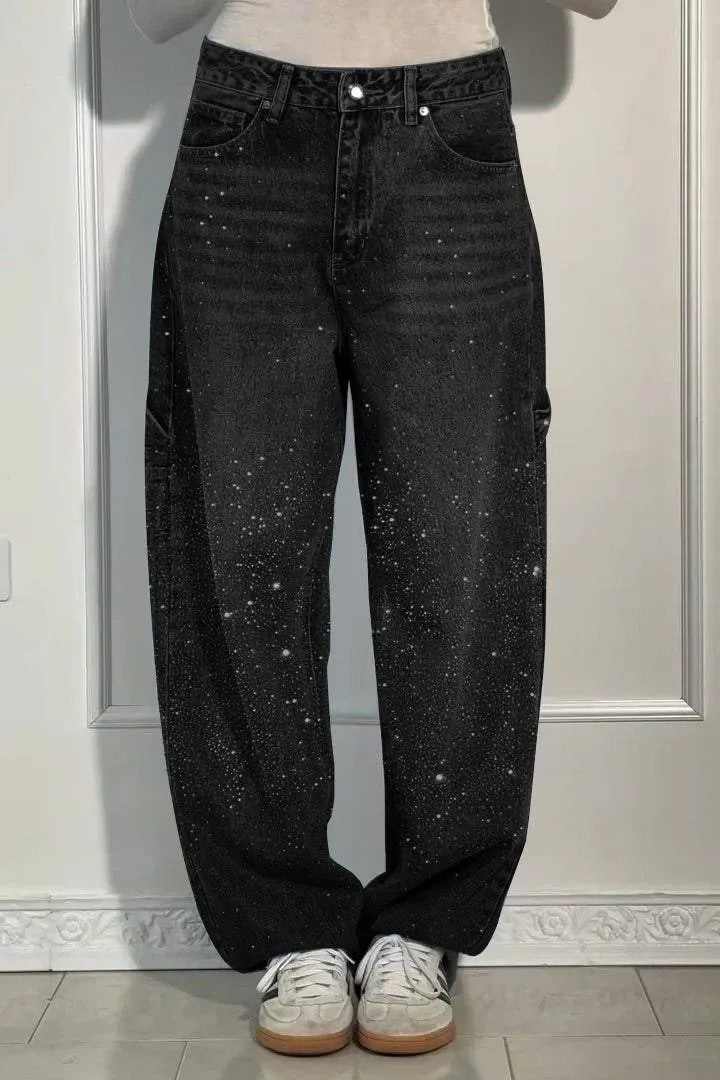 TIRZA | Vaqueros de pierna ancha con detalles de strass