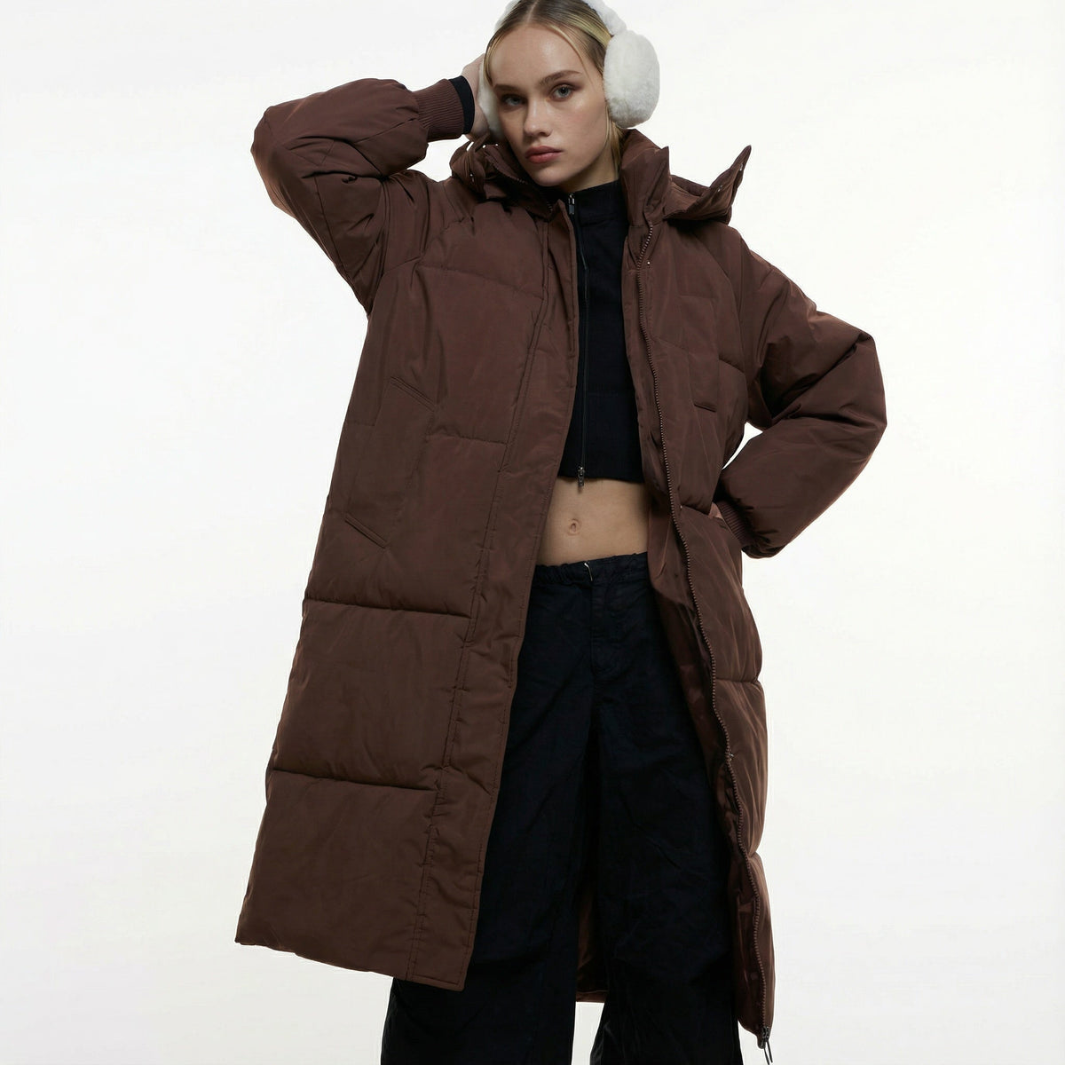 Gabriela™ | Abrigo largo acolchado con capucha